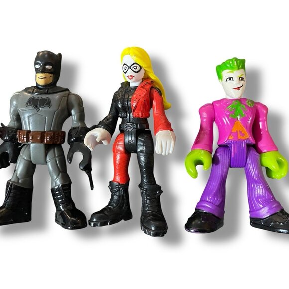 Imaginext DC Super Friends Batman Joker & 2 Harley Quinn Figures Lot - Picture 3 of 3